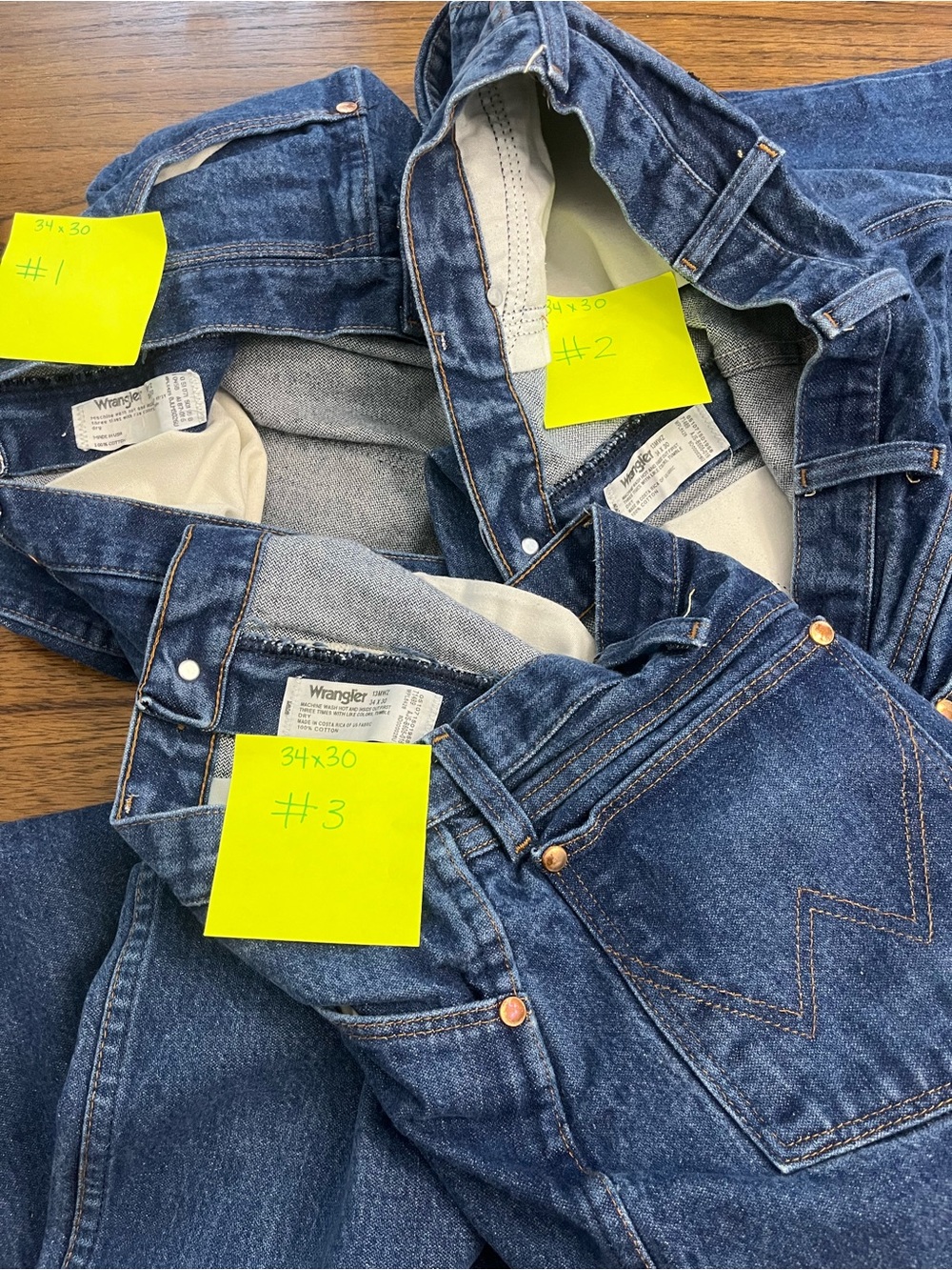 Bundle of 3 Classic Wrangler Jeans tag 34 x 30 actual 32 x 28 - Picture 2 of 11